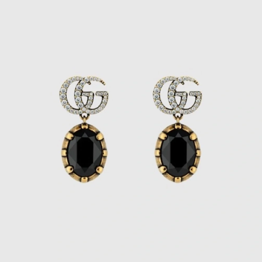 Gucci Black Crystal Knot Drop Earrings - Picture 5 of 6